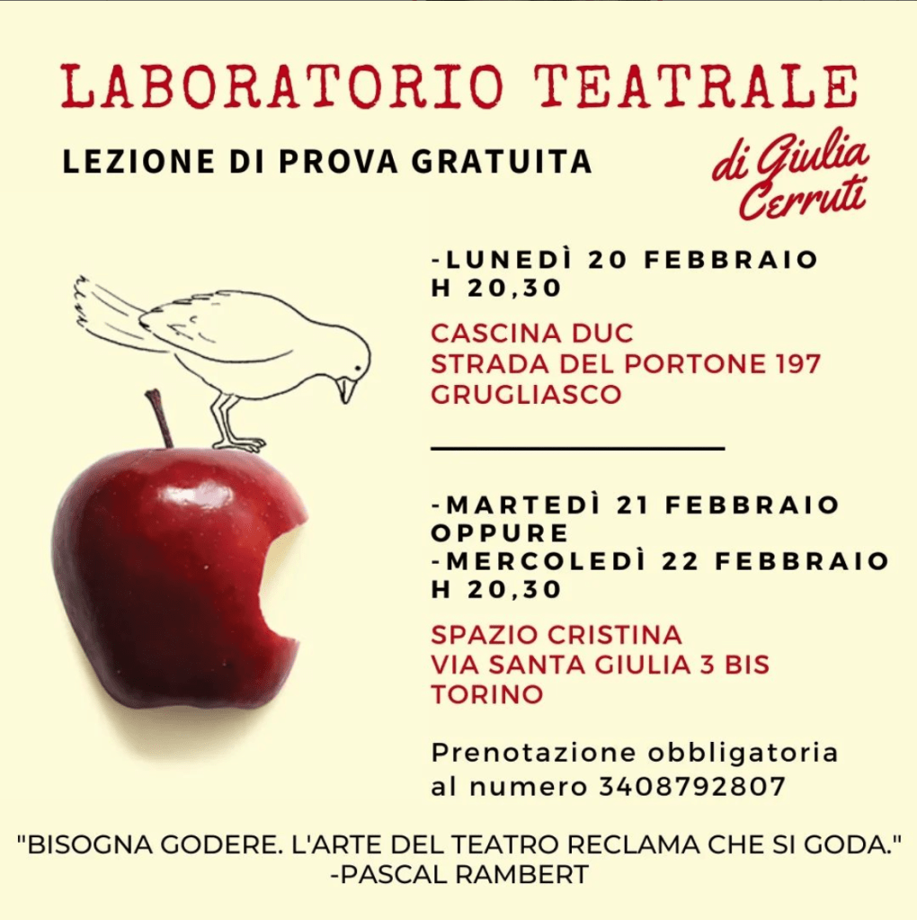 Corsi di teatro per adulti a Torino 2023